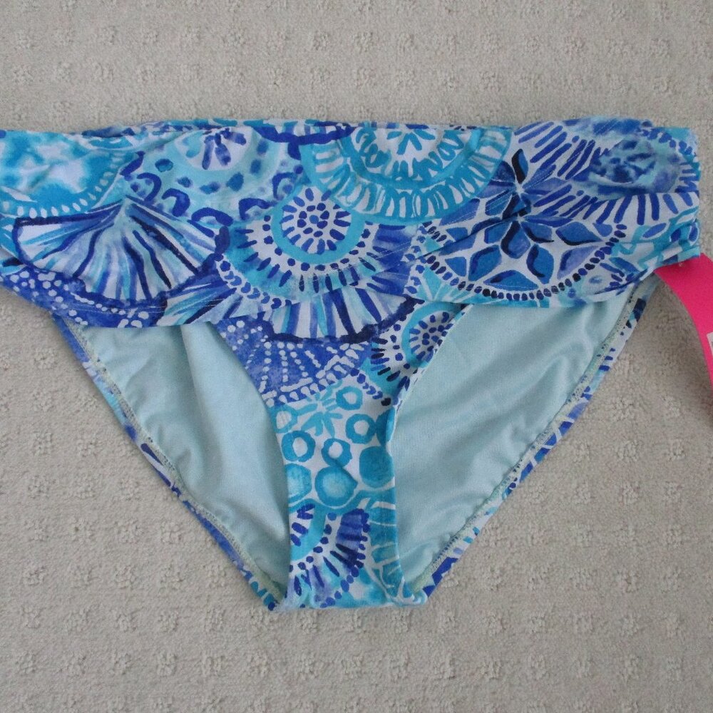 LILLY PULITZER LAGOON SARONG TURQUOISE OASIS HALF SHELL BOTTOMS!